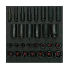 Juego de 29 dados de impacto cortos y largos en pulgadas cuadro 1/2"